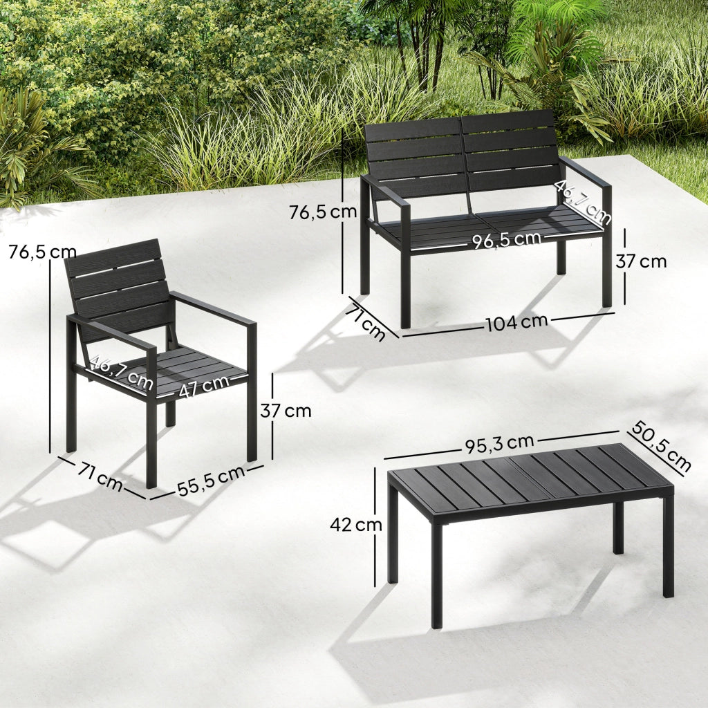 Set giardino 4 posti con divano 2 posti 2 poltrone tavolino ¨C Xylo ¨C nero