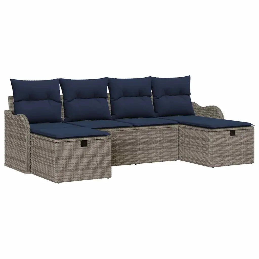 Set di divani 6 pz 6-Numero di posti Grigio e Blu Navy 3359024
