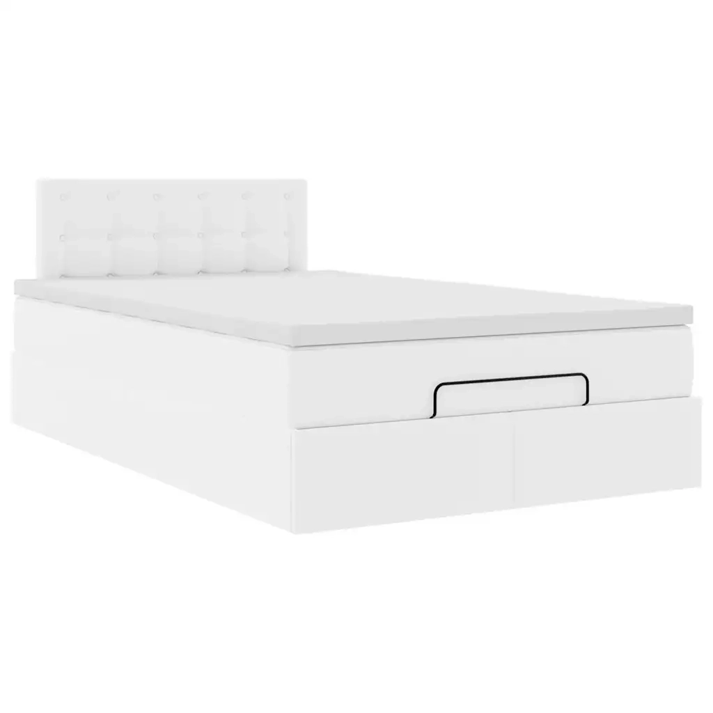 Pouf Letto con Materassi e LED Bianco Puro 120x190cm Similpelle 3312143