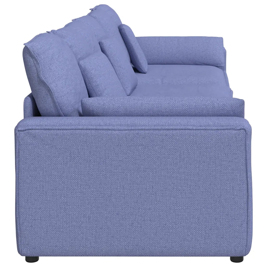 Divano Modulare con Cuscini Jeans Blu 3321097