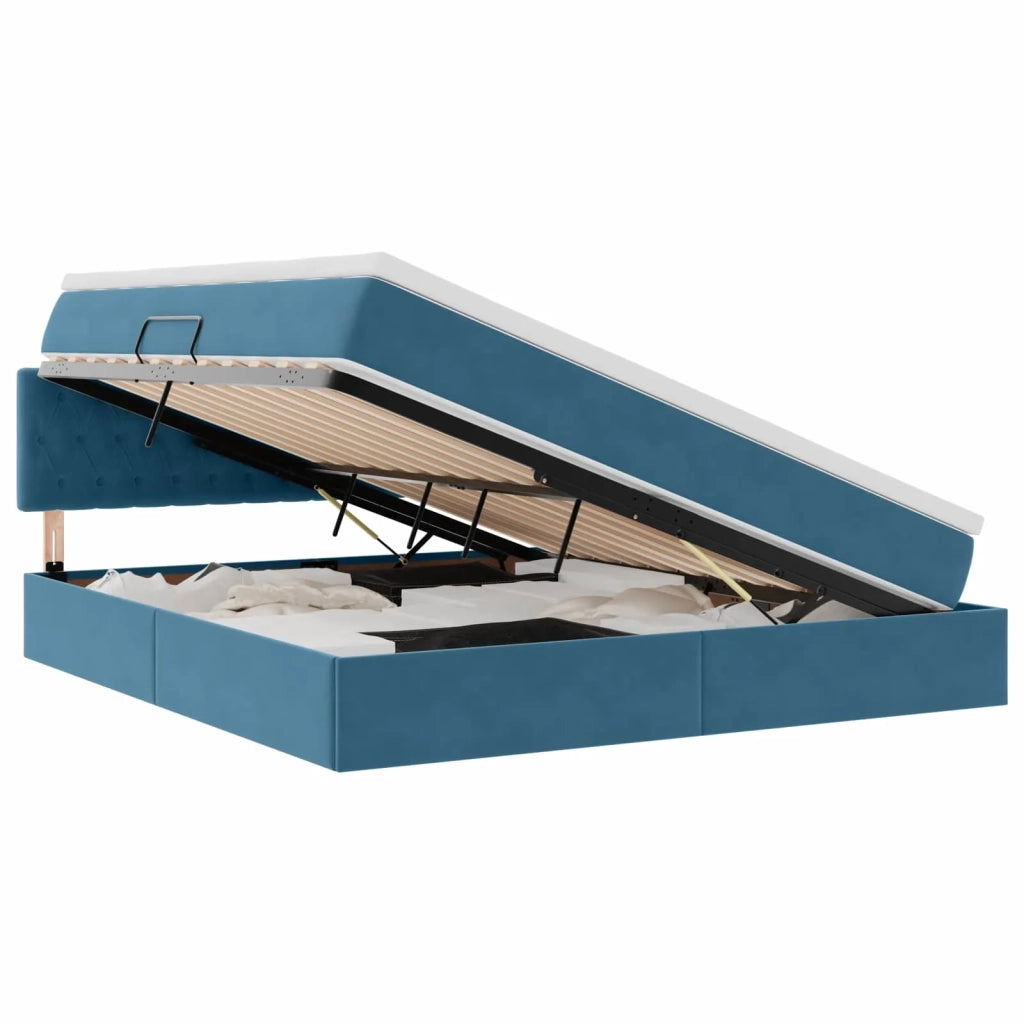 Letto con Contenitore Blu Scuro 160 x 200 cm Velluto