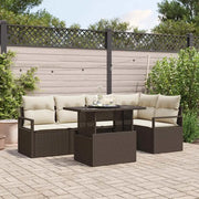 Set Divano da Giardino 6 pcs Marrone e crema polyrattan