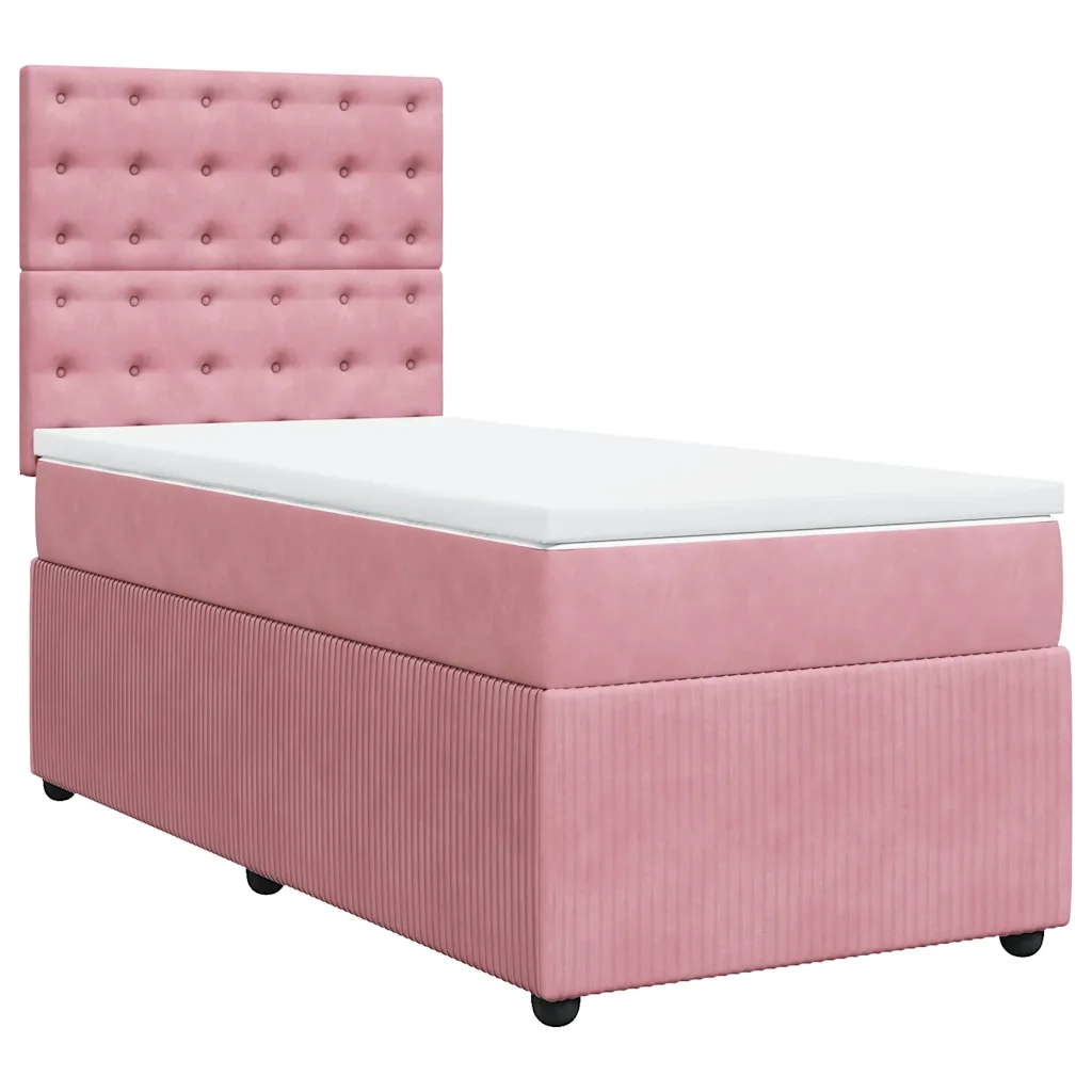 Giroletto a Molle con Materasso Rosa 100x200 cm in Velluto