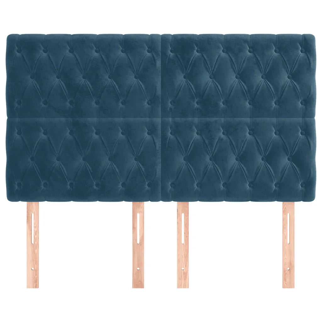 Testiera-Testata-Testiera Decorativa Blu Scuro 144x7x118/128 cm Velluto