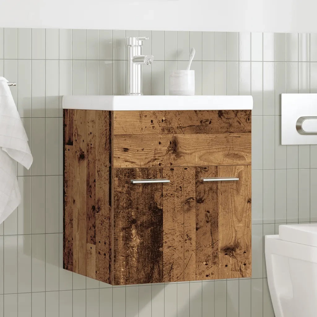 Mobile da Bagno con Lavabo Integrato e Rubinetto Legno Antico 3328905