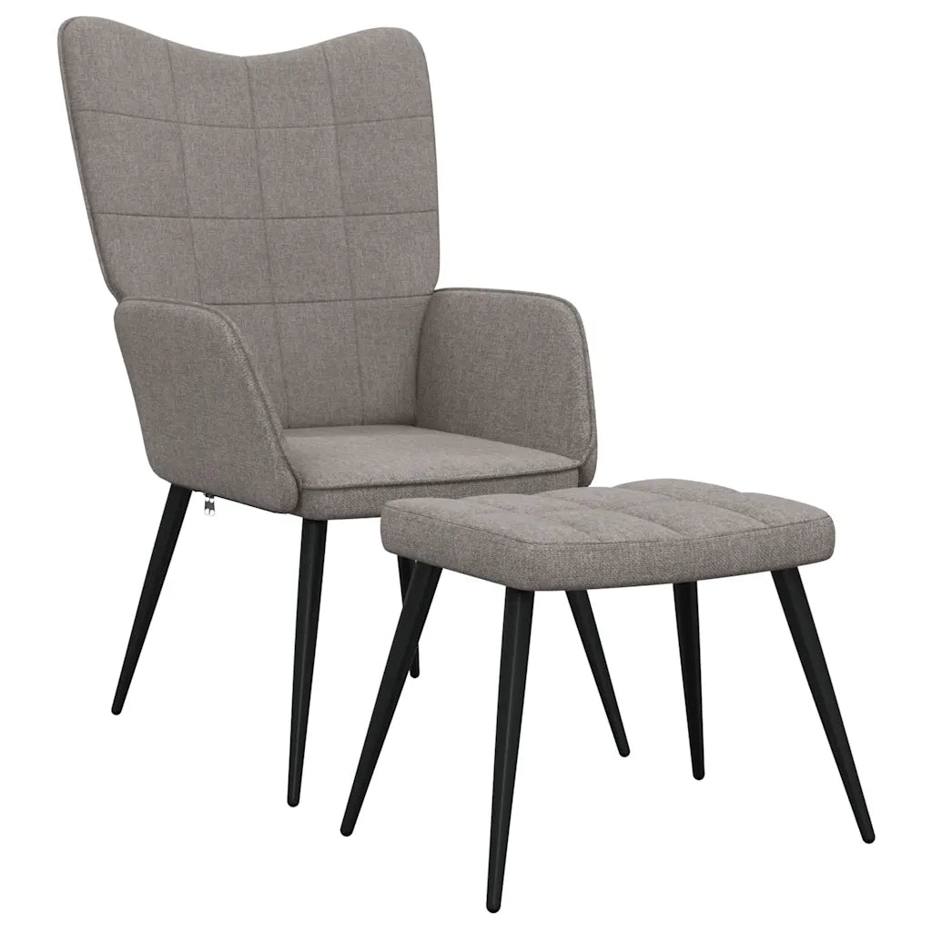 Sedia Relax con Sgabello Tortora in Tessuto 327961
