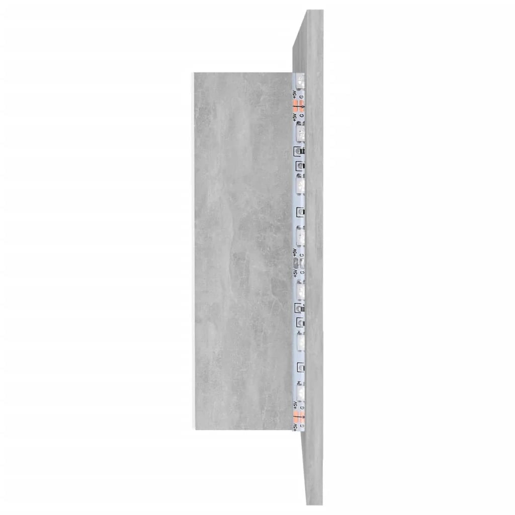 Mobiletto da bagno con specchio LED 90 x 12 x 45 cm acrilico grigio 02_0006609