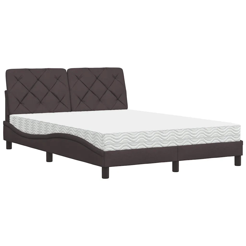 Letto con Materasso Marrone Scuro 120x200cm Tessuto 3310730