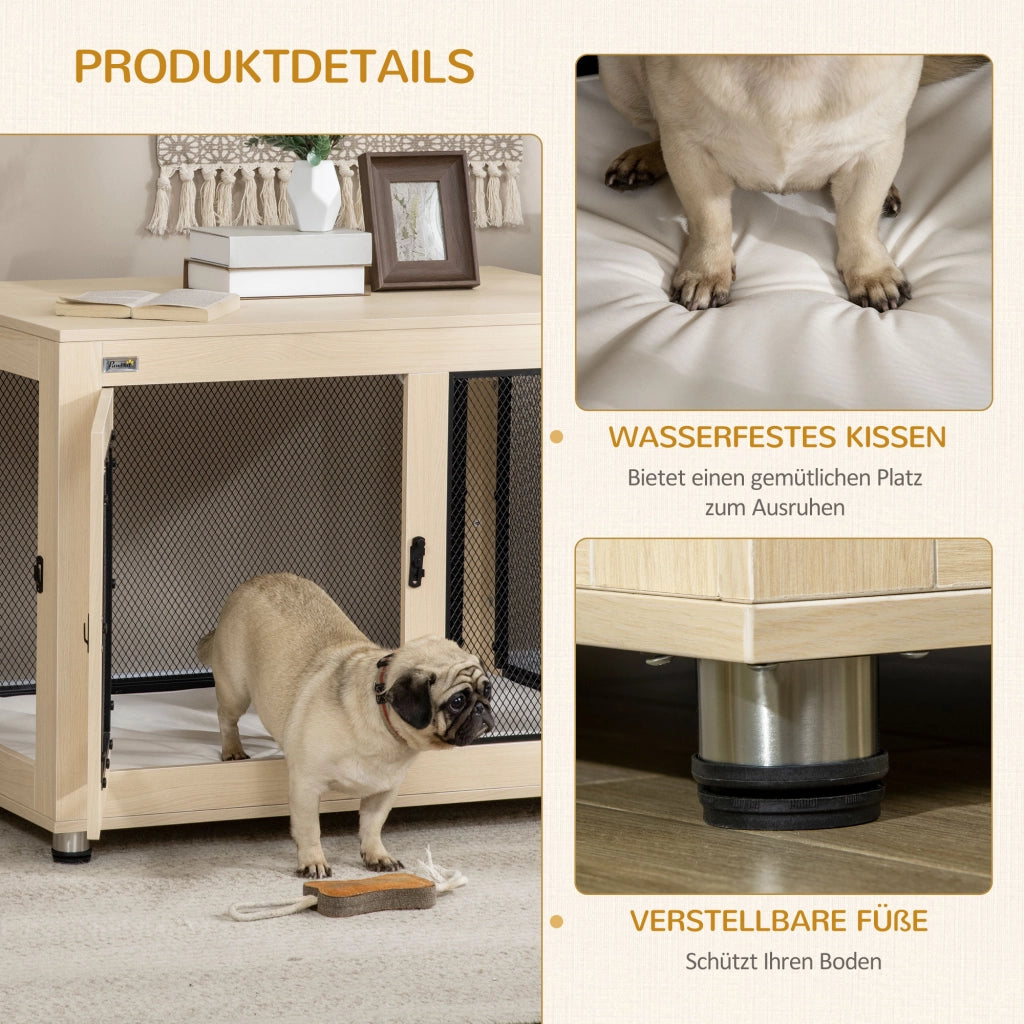 Gabbia per cani ¨C Minimal ¨C 94x60x71.5 cm, colore naturale e nero