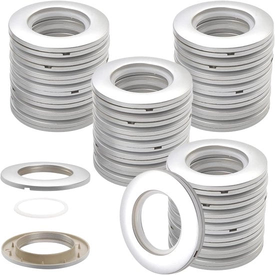 Anelli per tenda a rullo - Materiale plastico silenzioso - 32 pezzi - Argento opaco - 40 mm