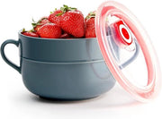 Bowl per Ramen in Ceraamica 900ml con Coperchio e Copertura - Blu Scuro