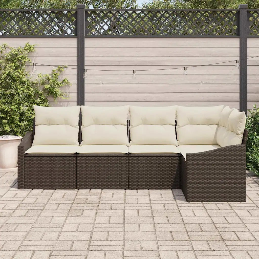 Set di divani con cuscino 5 pcs Marrone polyrattan 3346718