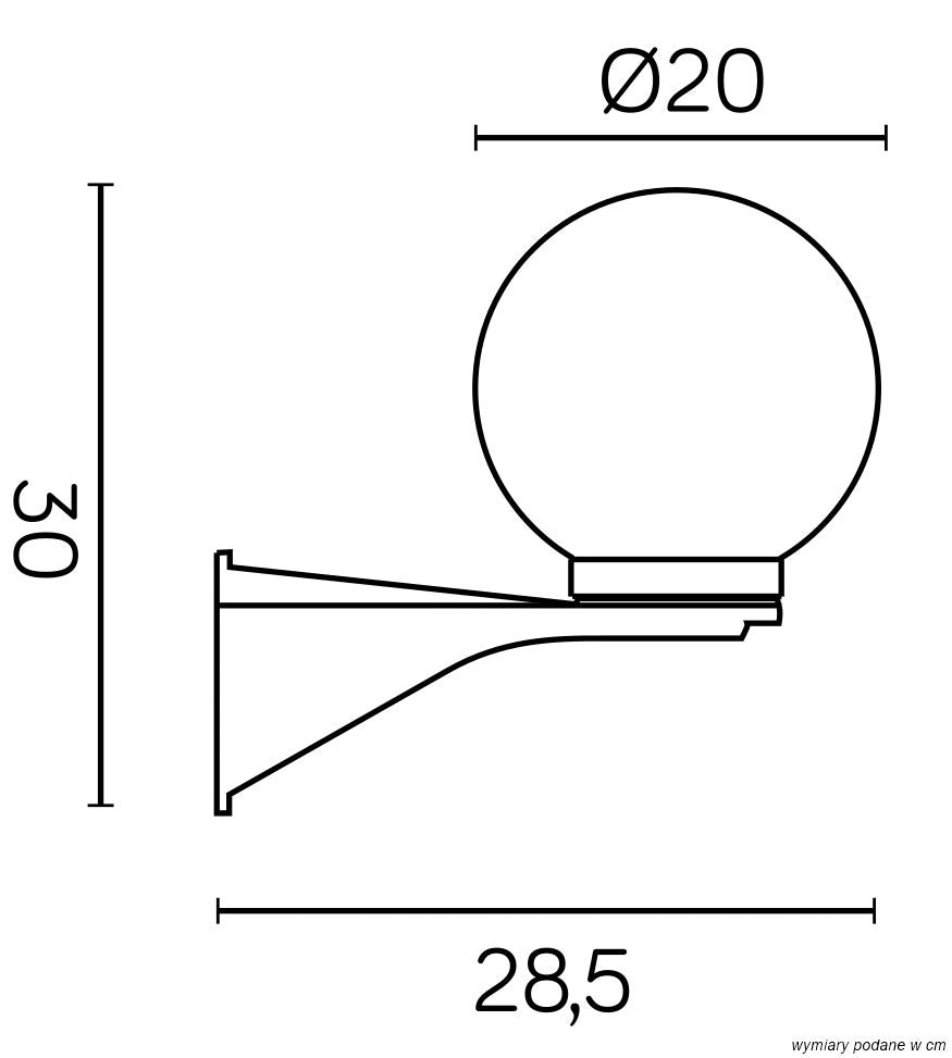 Applique esterna SU-MA Kule sfera 20cm E27 nera IP43