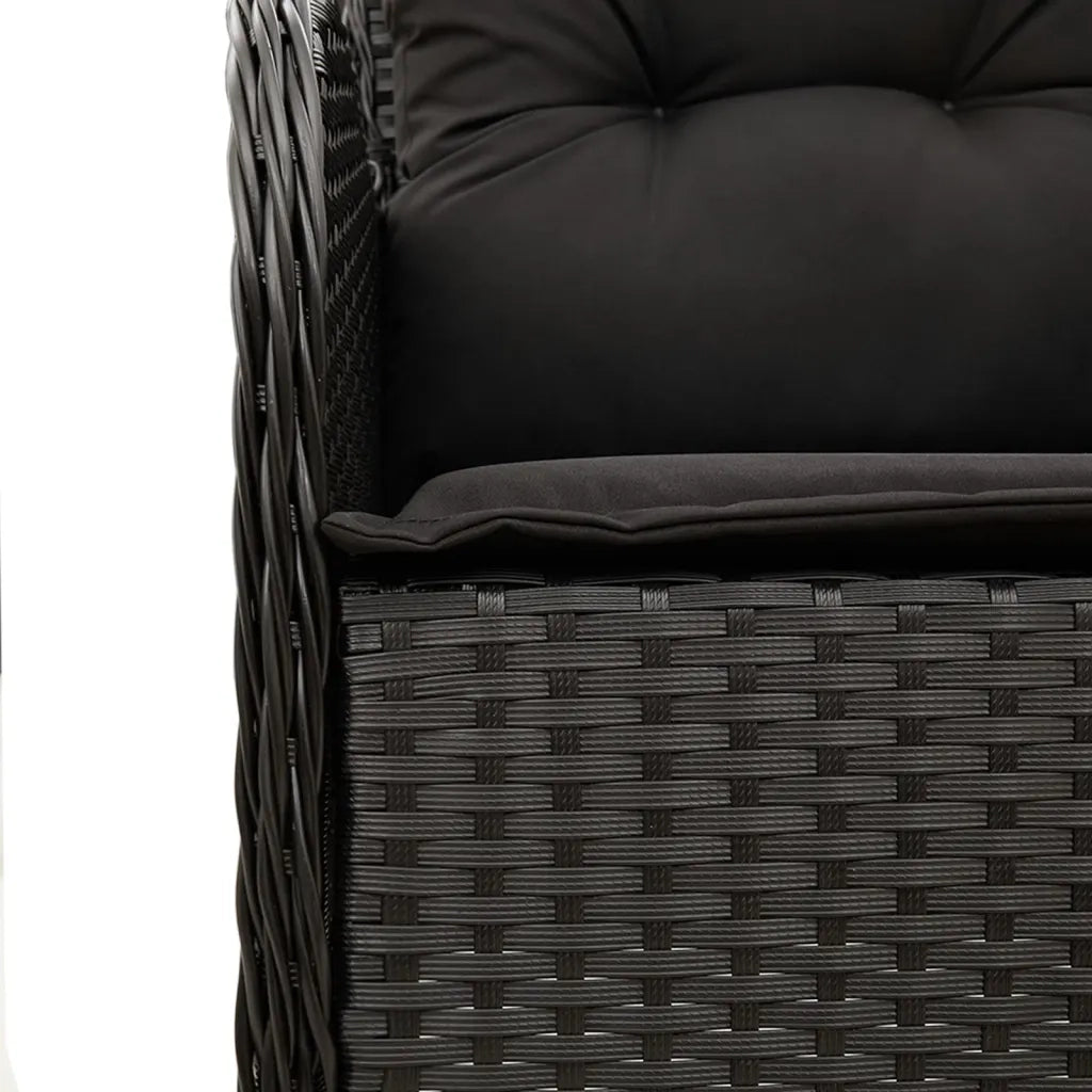 Set da Pranzo da Giardino 7 pz Nero con Cuscini in Polyrattan 3213530