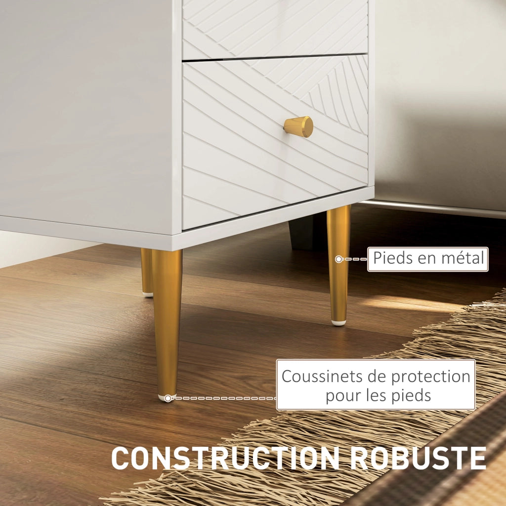 Comodino con 2 cassetti ¨C Minimal ¨C bianco 40x35x50 cm