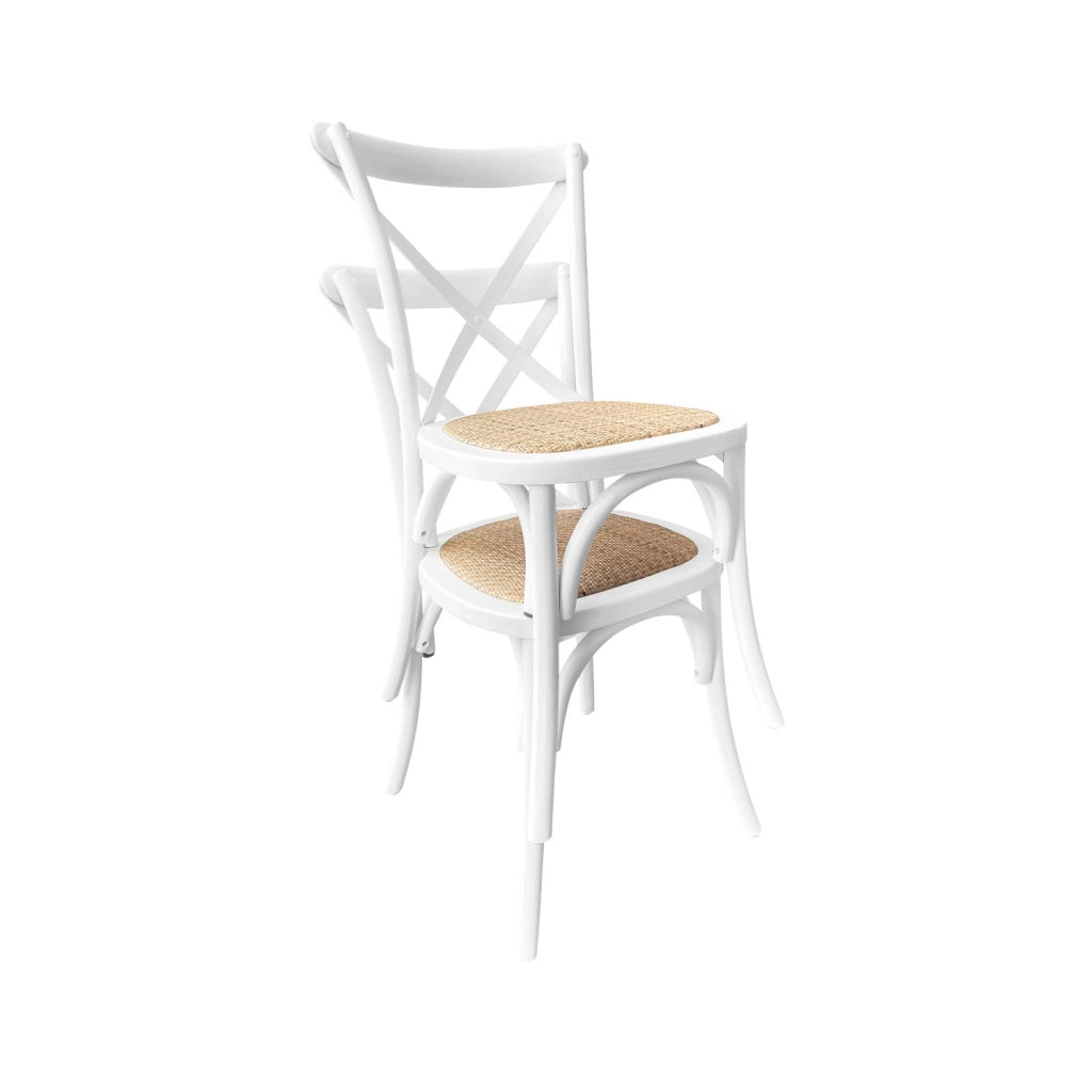 Set 2 sedie bistrò vintage in legno, bianco