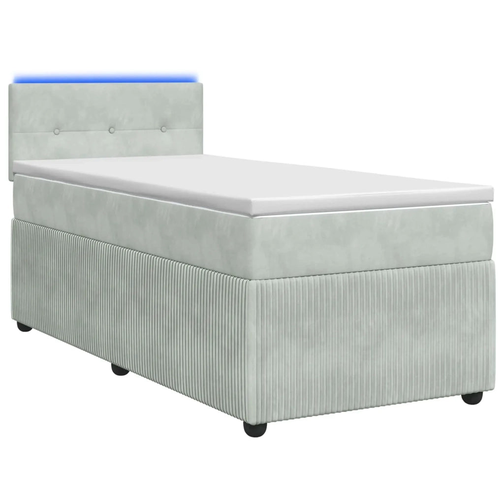 Letto con Box Spring, Materasso e LED Grigio Chiaro 90 x 190 cm 3453247