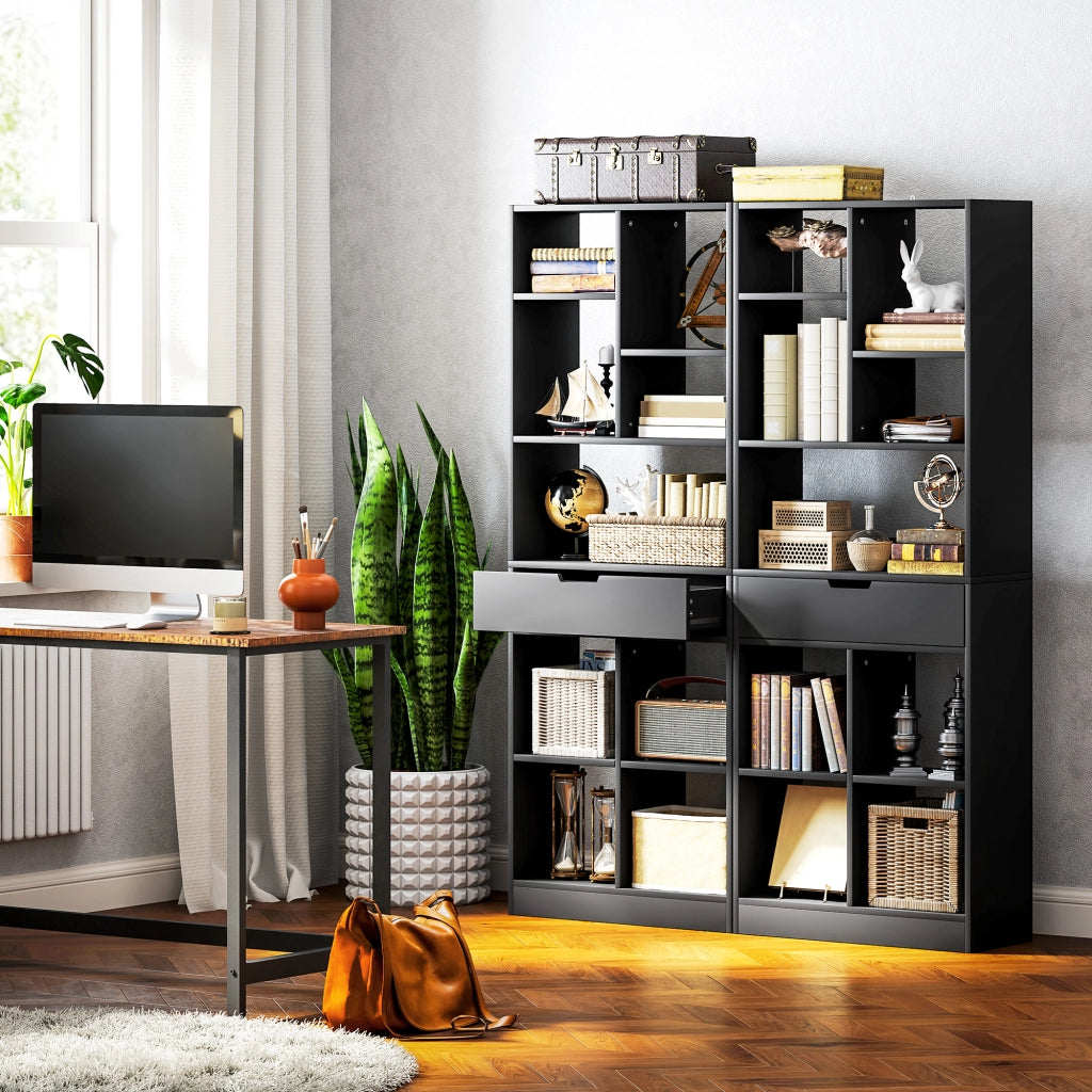 Libreria in Legno con Cassetto ¨C Minimal ¨C Nero 60x26x158