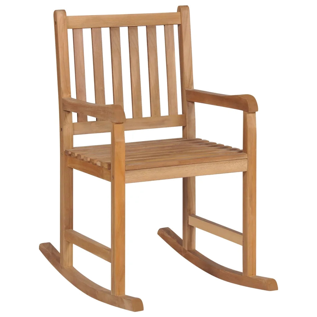 Sedia a Dondolo con Cuscino Blu in Massello di Teak 3062782