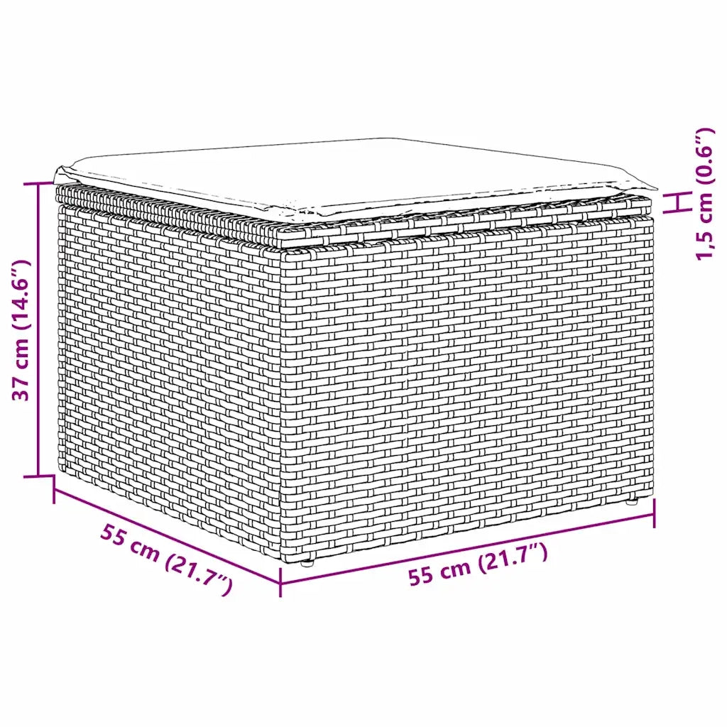 Set Divano da Giardino con cuscino 6 pcs Marrone Poly Rattan 3346008