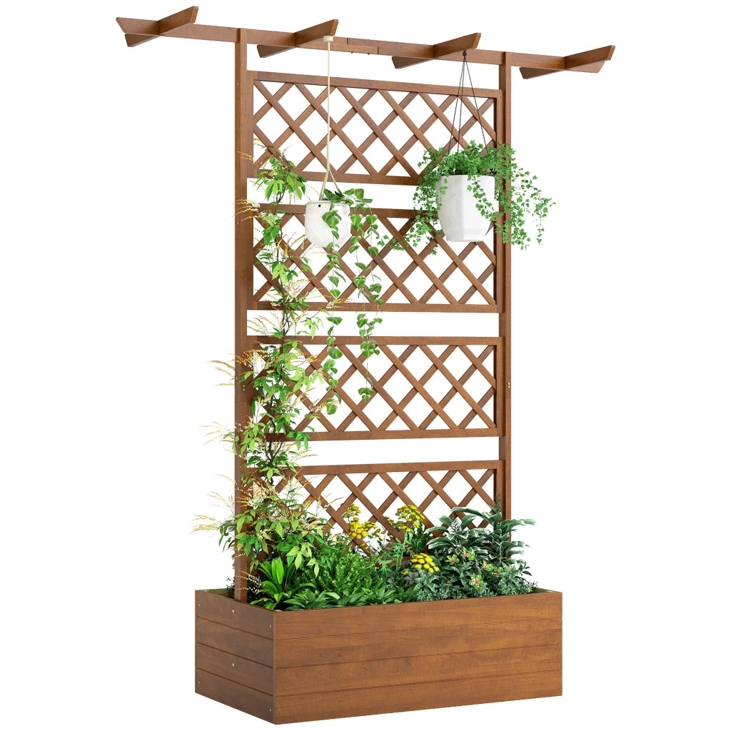 Vaso da giardino rialzato con griglia ¨C Minimal ¨C effetto legno naturale