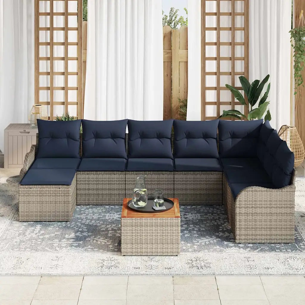 Set Divano da Giardino 9 pz Grigio polyrattan 3347493