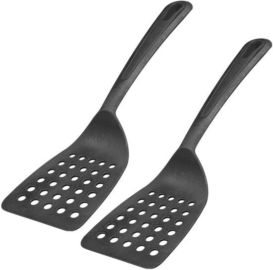 Spatole con supporto ampio - set da 2 - nero - resistenti al calore - in plastica