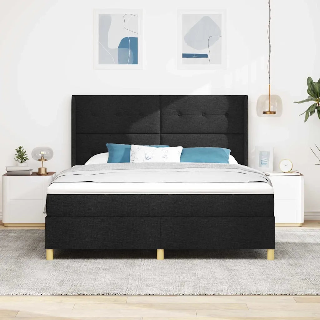 Letto a molle con strisce LED Nero 180 x 200 cm Tessuto 3343709
