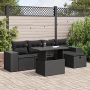 Set Divano da Giardino 6 pz con Cuscini Nero in Polyrattan 3327925