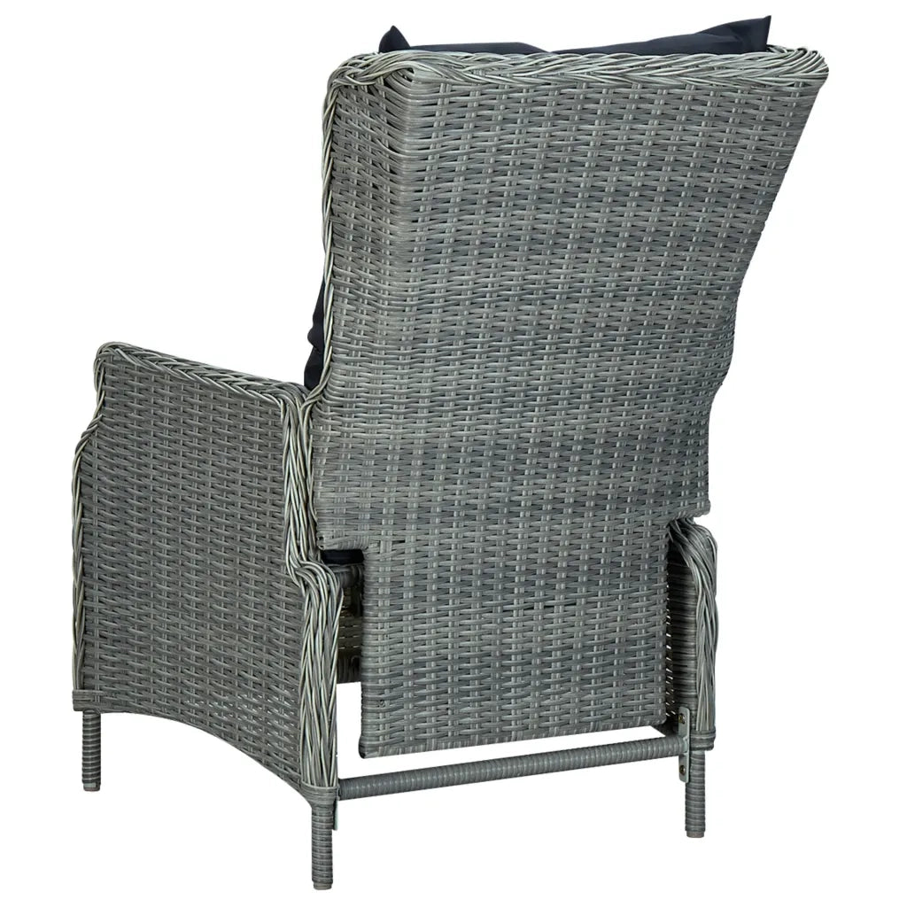 Set Pranzo da Giardino 7pz con Cuscini Polyrattan Grigio Chiaro 3060141