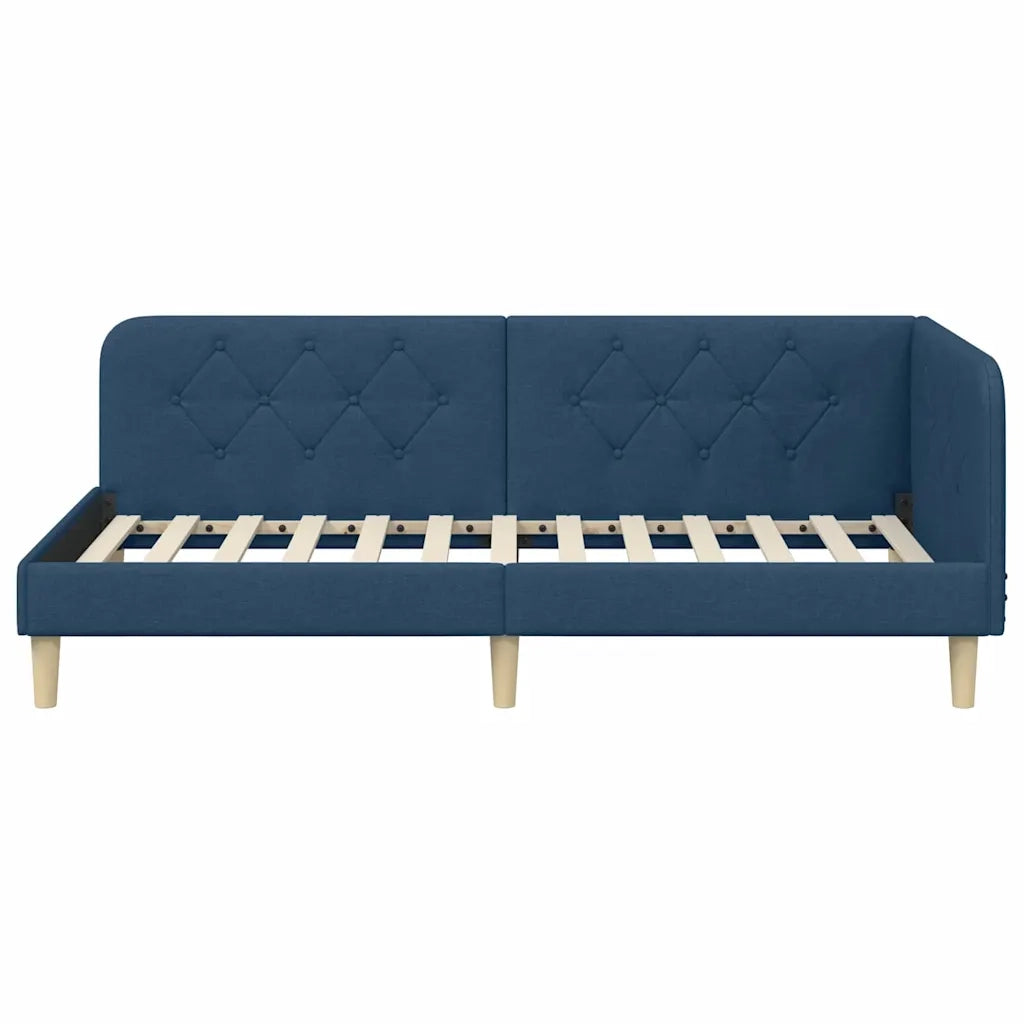 Cornice del letto ad angolo Blu 100 x 200 cm Tessuto