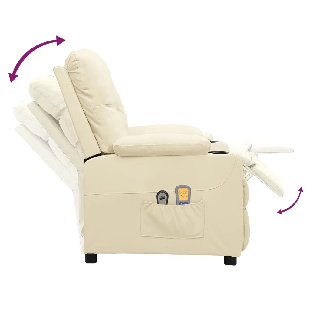 Poltrona Massaggiante Elettrica Crema Similpelle 3098873