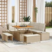 Set Divano da Giardino con cuscino 8 pcs Beige Poly Rattan 3364726