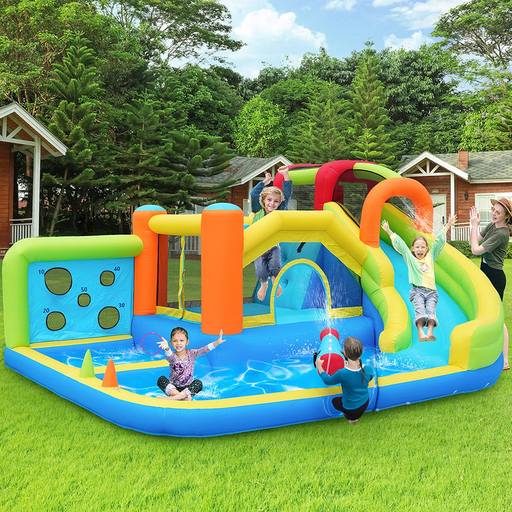 Parco giochi per bambini-Xylo-Ventilatore 450W + Acquatici + Basket trampolino + Arrampicata + Lanci