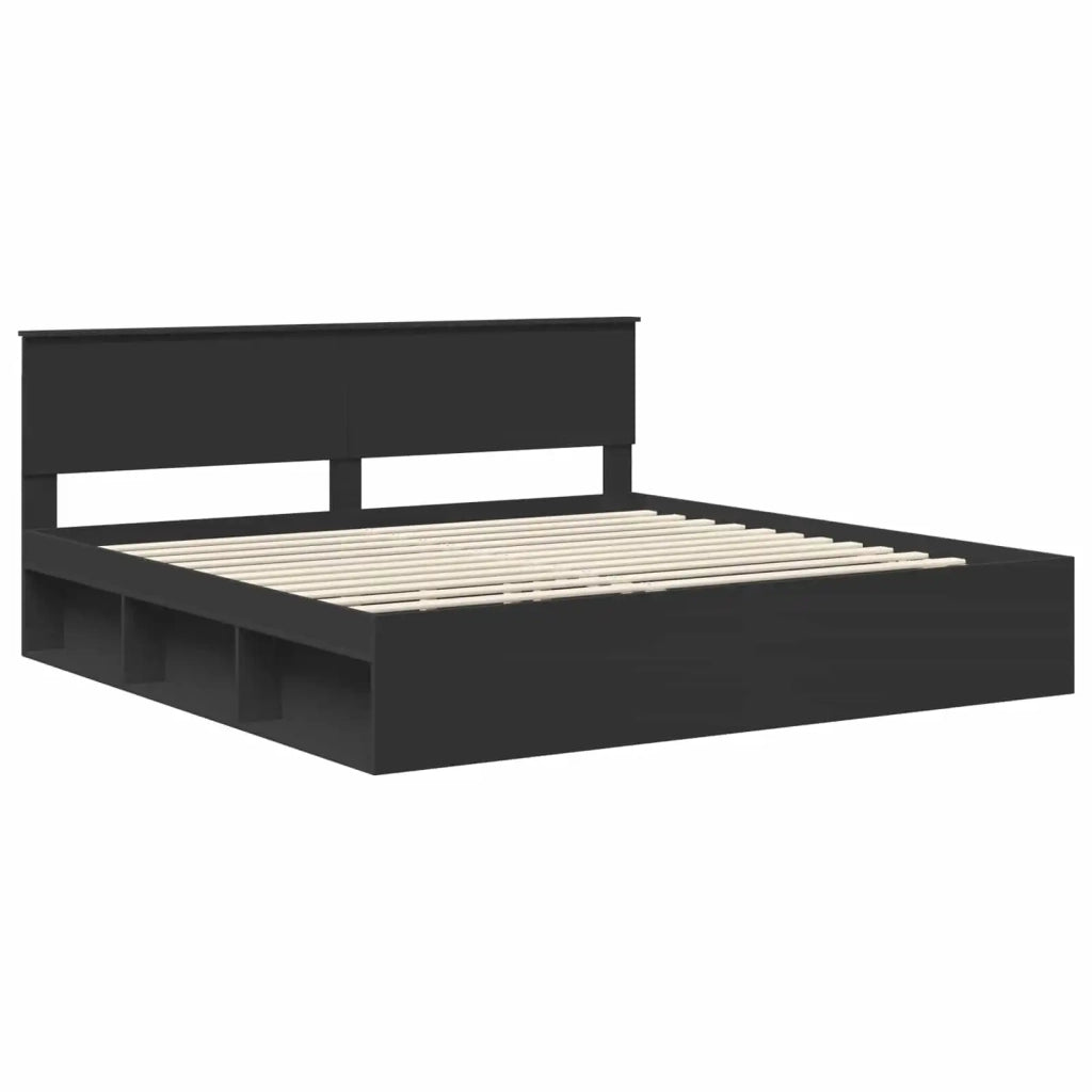 Letto matrimoniale | Letto per adulti | Struttura del letto Nero 200 x 200 cm Pino massello