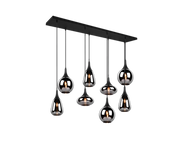 Lampada a sospensione 6 diffusori, metallo, nero e fumé, L 115 cm, Lumina