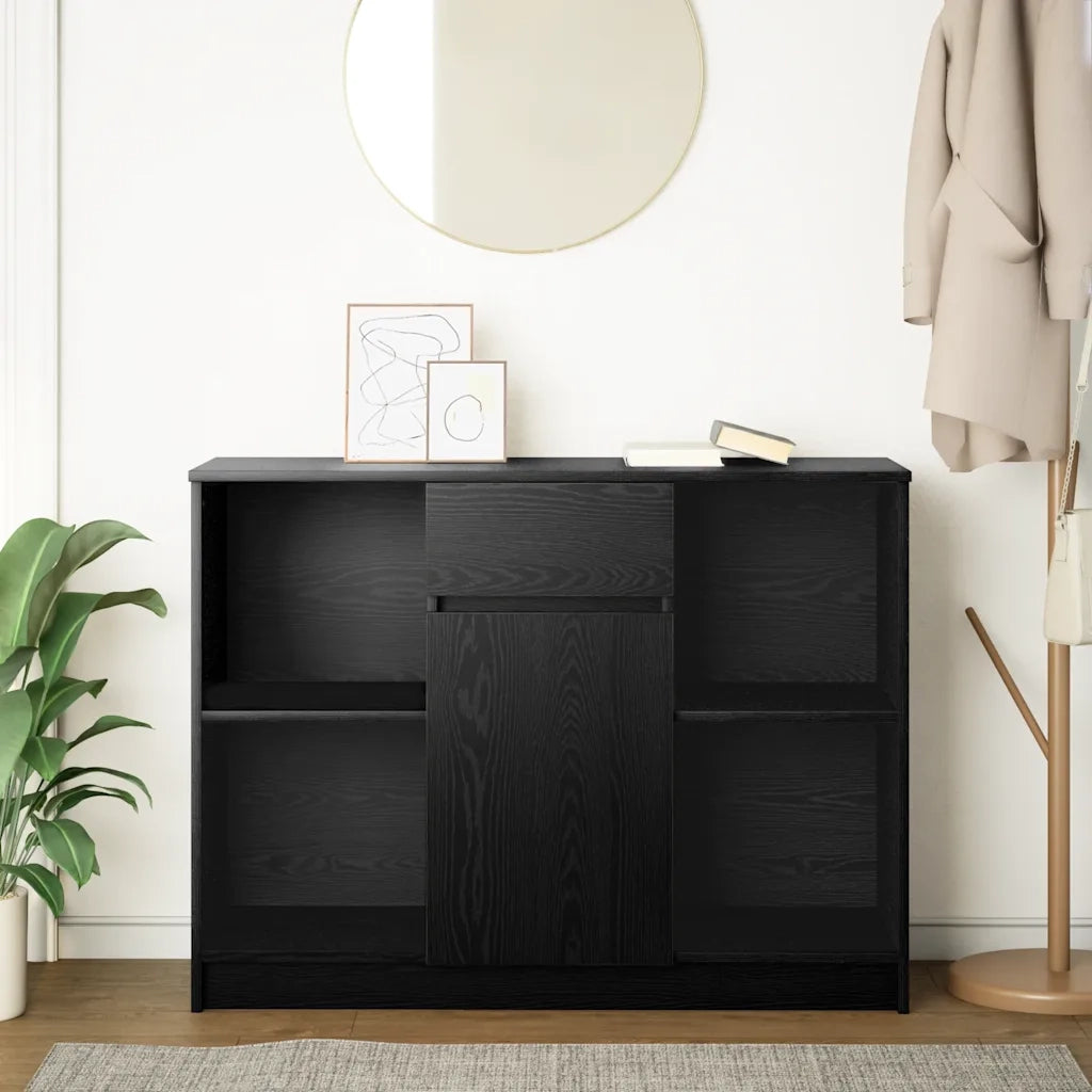 Credenza con Cassetto Rovere Nero 101x35x76cm Legno Multistrato 861563