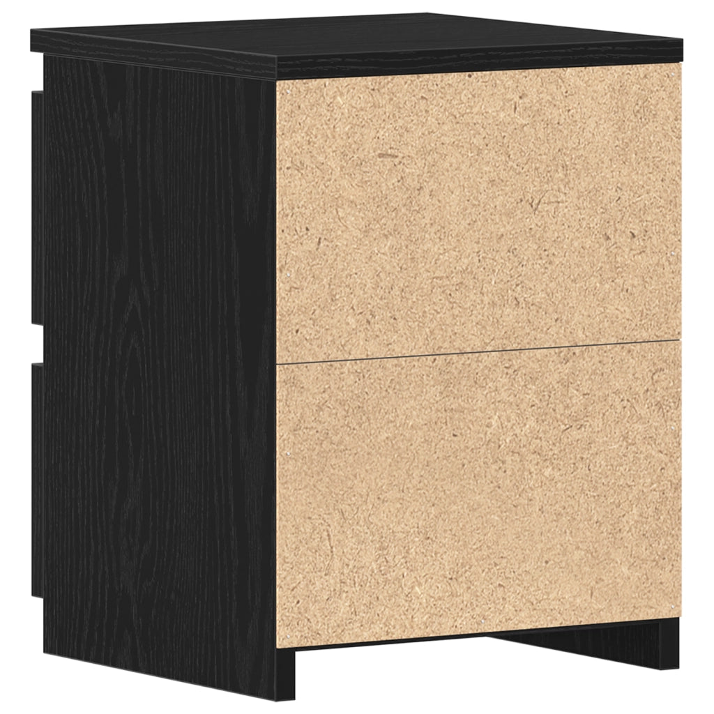 Comodino  con cassetti Nero Rovere 30x30x40 cm