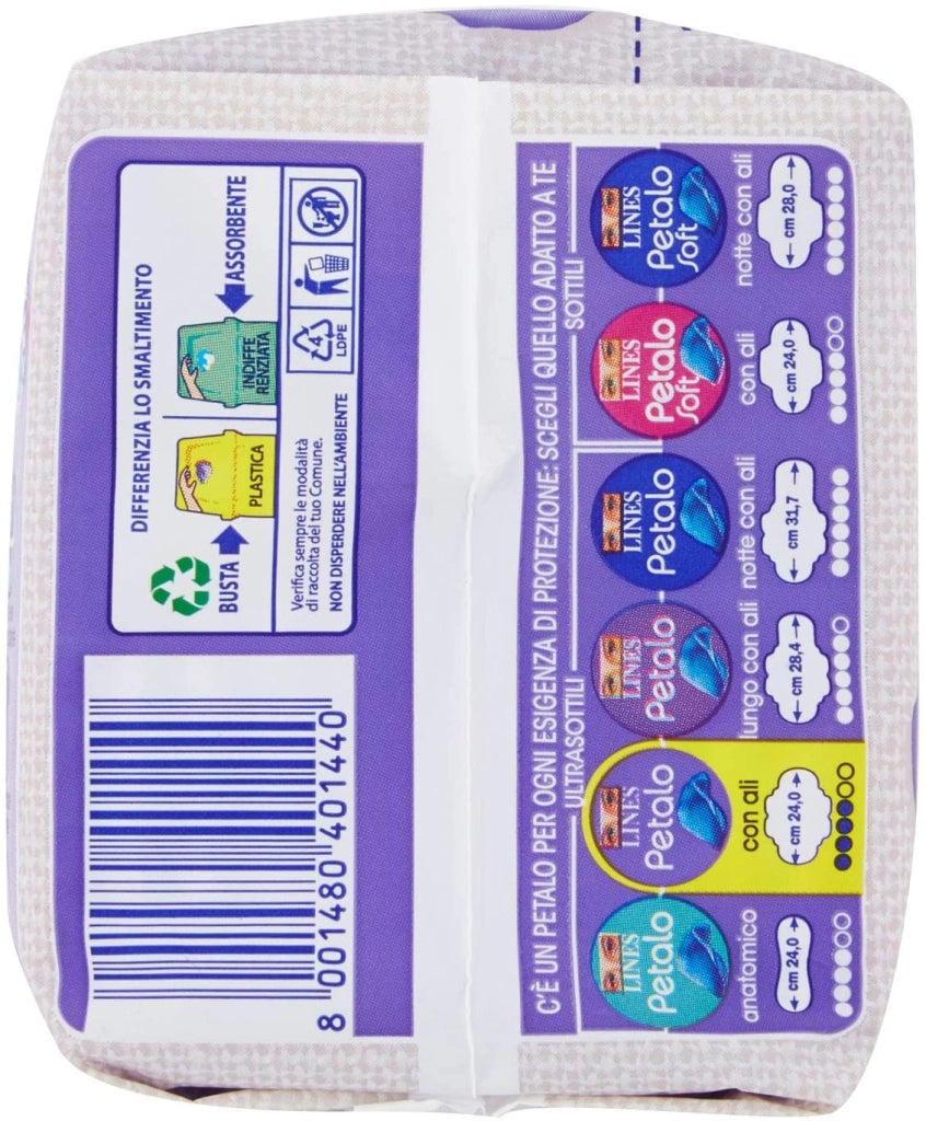 LINES PETALO BLU ASSORBENTI CON ALI ESSENZA FLOREALE 12PZ