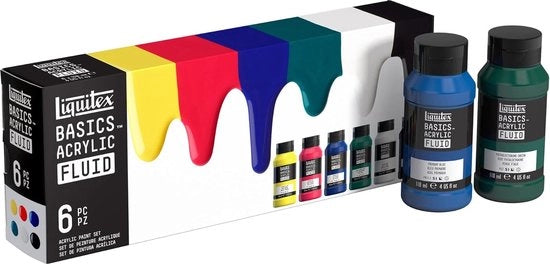 Set di vernici acriliche fluide - rapido asciugatura - 6 pezzi - 118 ml per flacone