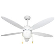 Ventilatore a soffitto di varie colorazioni con luce zephir 5 pale in legno, 3 velocità *** colore bianco, confezione 1