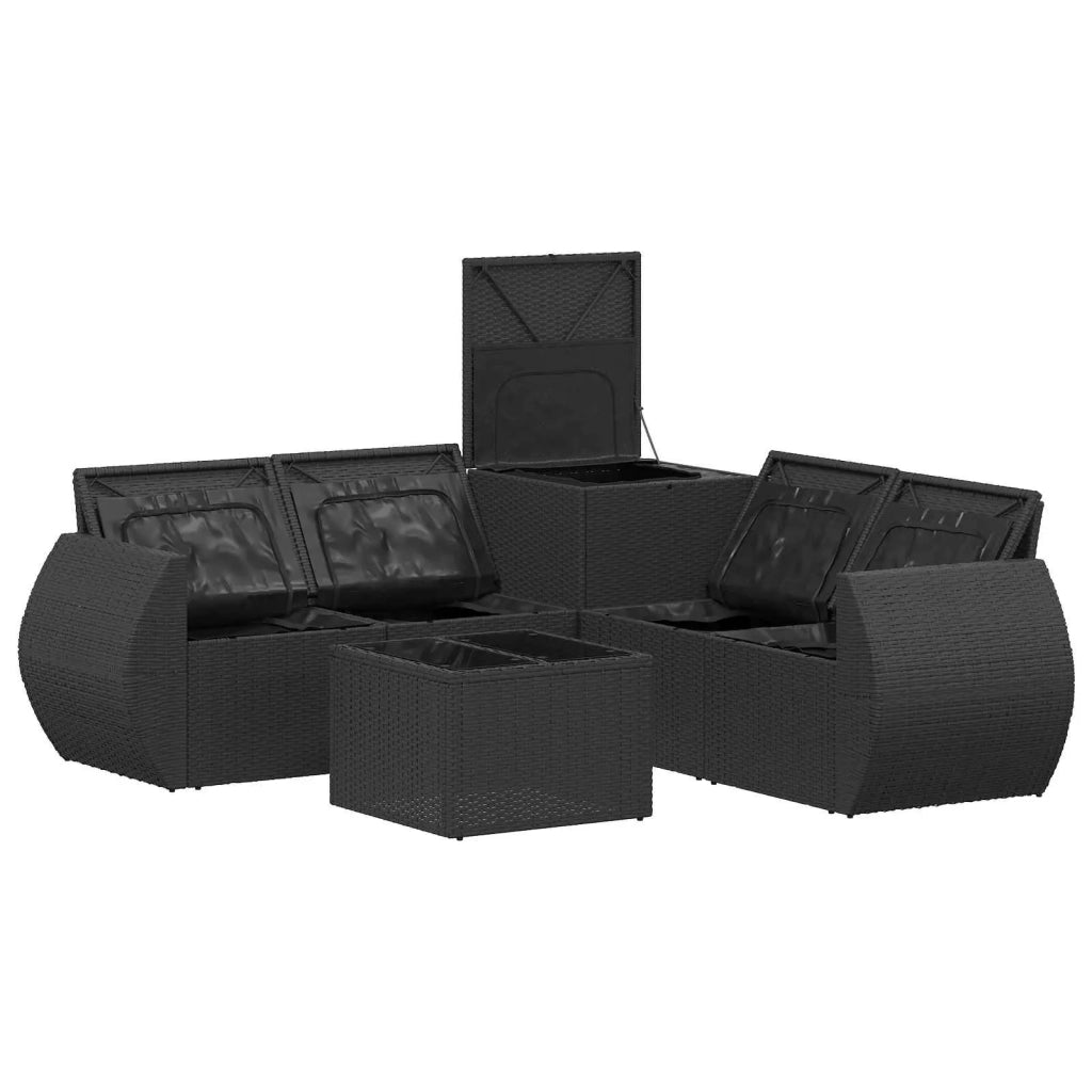 Set di divani 6 pz Nero e Bianco Crema 3447500