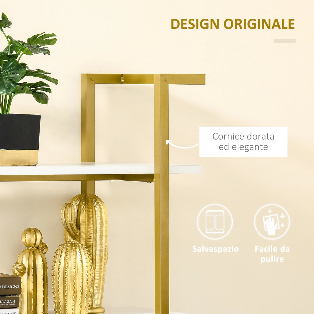 Easycomfort Mobile Libreria a 4 Livelli Rialzato e Multiuso, in MDF e Acciaio, 92x35x152cm