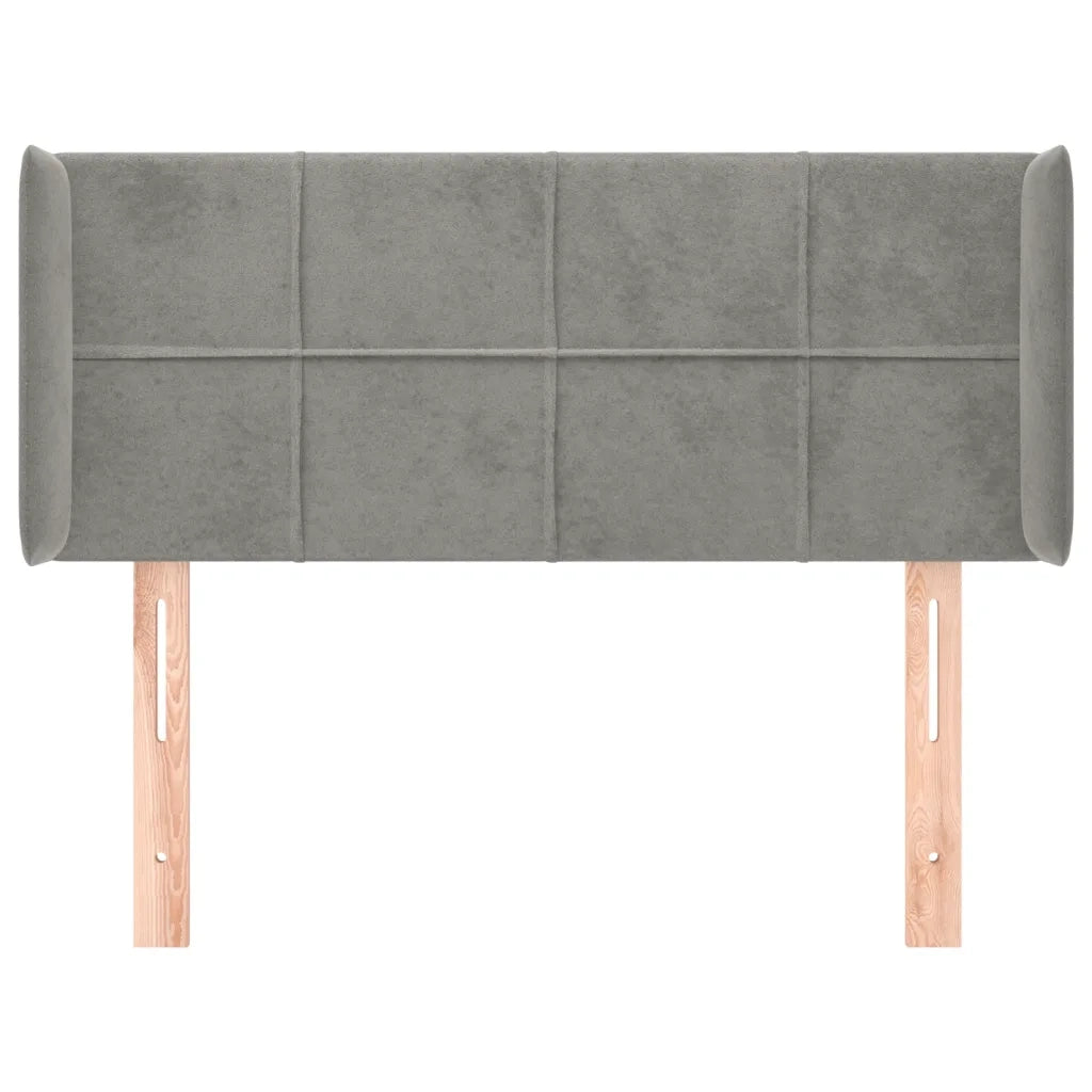 Testiera ad Orecchio-Testata con Orecchie Grigio Chiaro 103x16x78/88 cm in Velluto 885665
