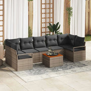 Set Divano da Giardino 8 pcs Grigio polyrattan