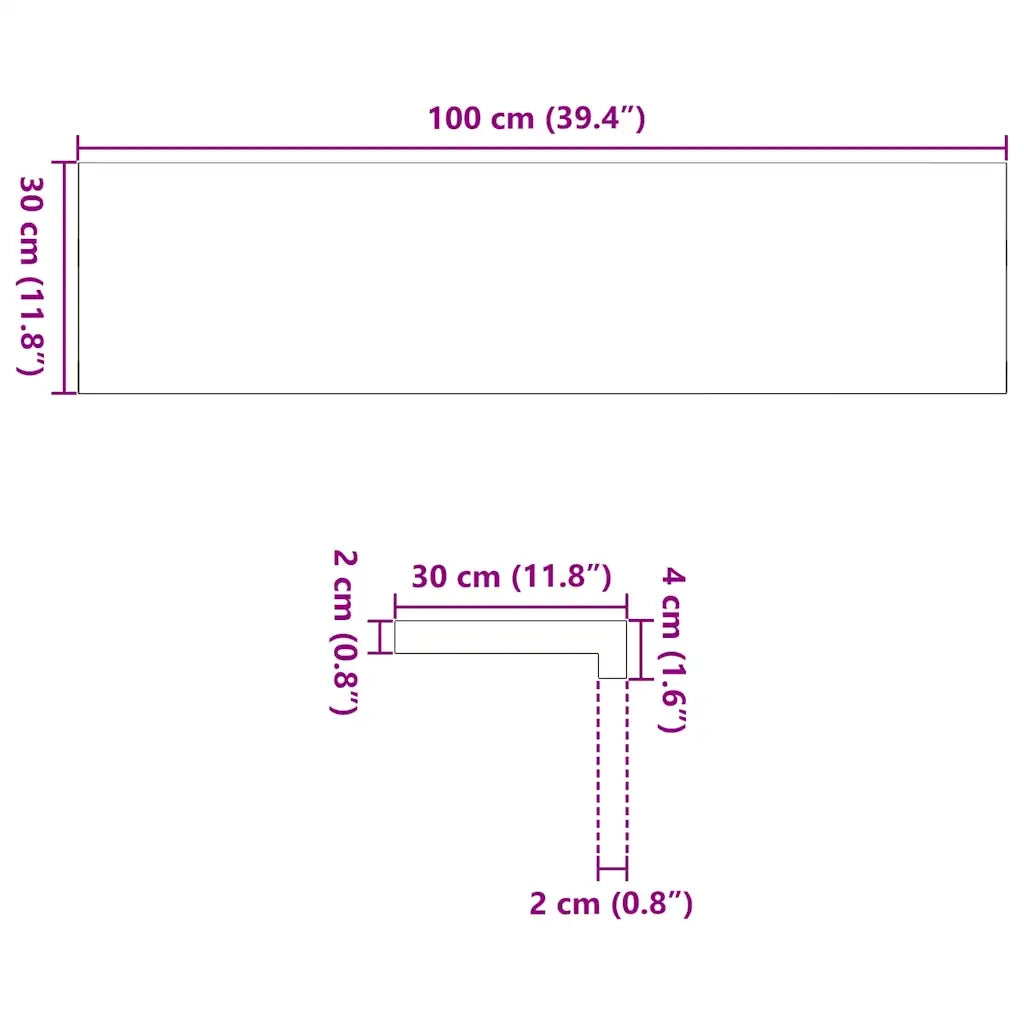 Davanzali 2 pz Marrone Scuro 100x30x2 cm Legno Massello Rovere