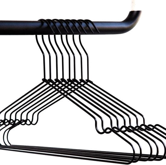 Hanger da abbigliamento in metallo resistente - 8 pezzi (nero)