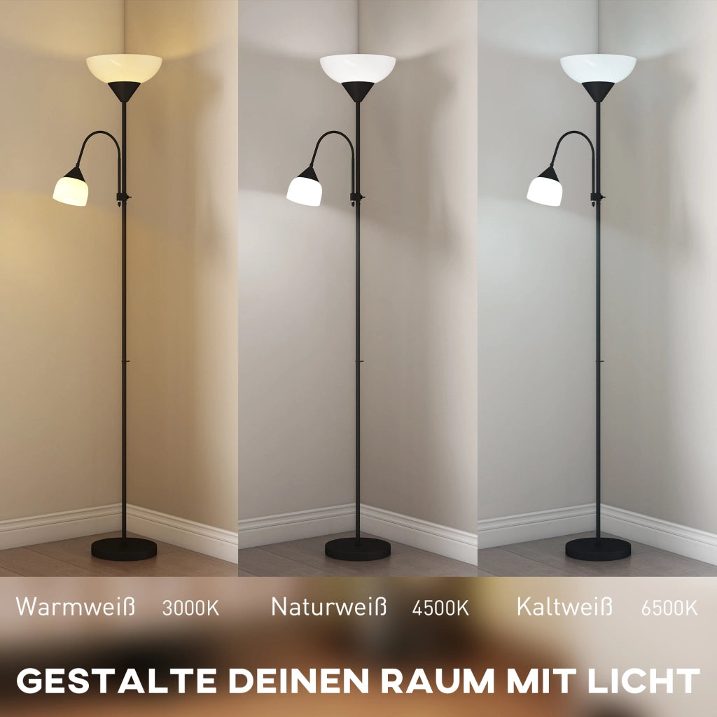 Lampada da terra con 3 temperature colore e collo flessibile ¨C Minimal ¨C Nero