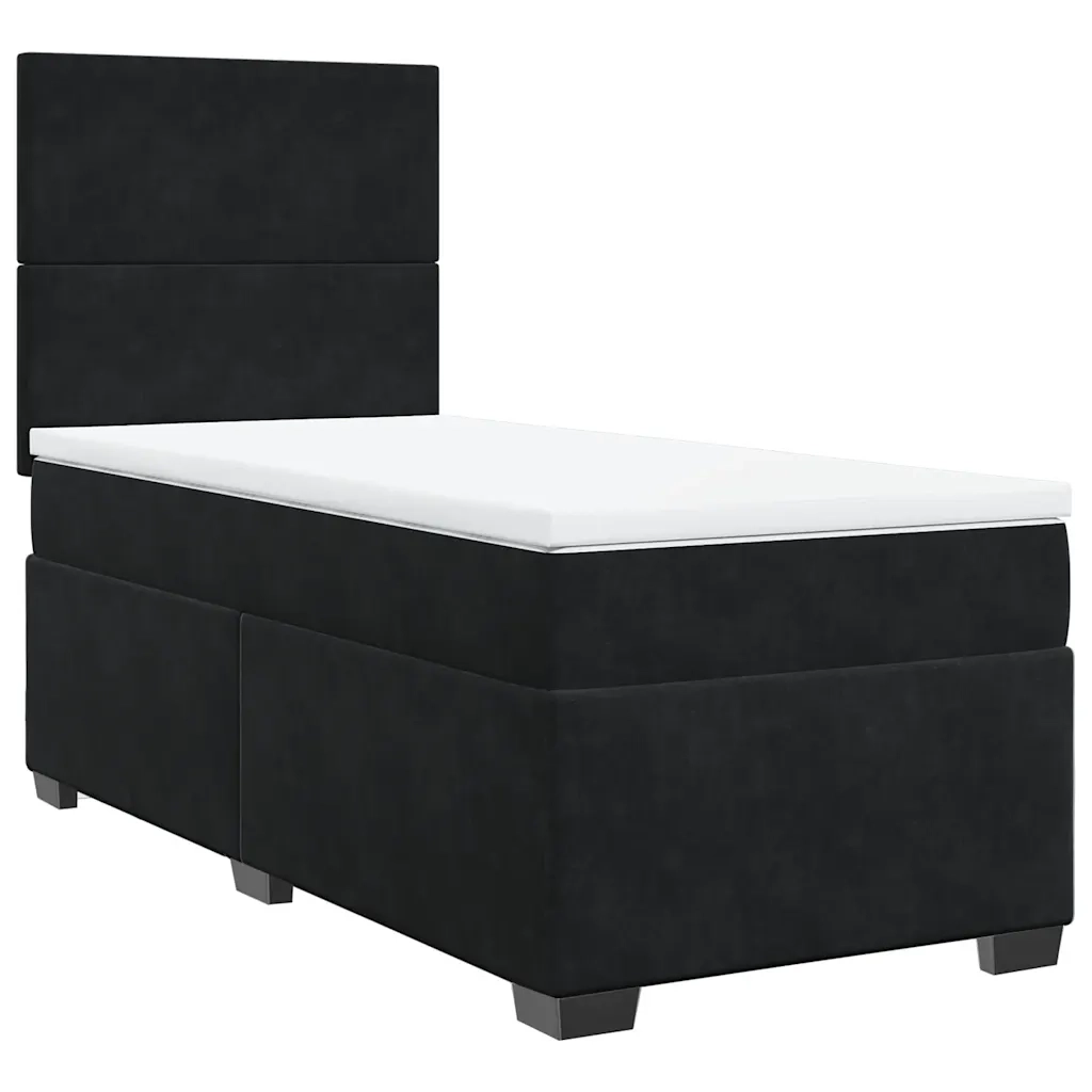 Giroletto a Molle con Materasso Nero 100x200 cm in Velluto