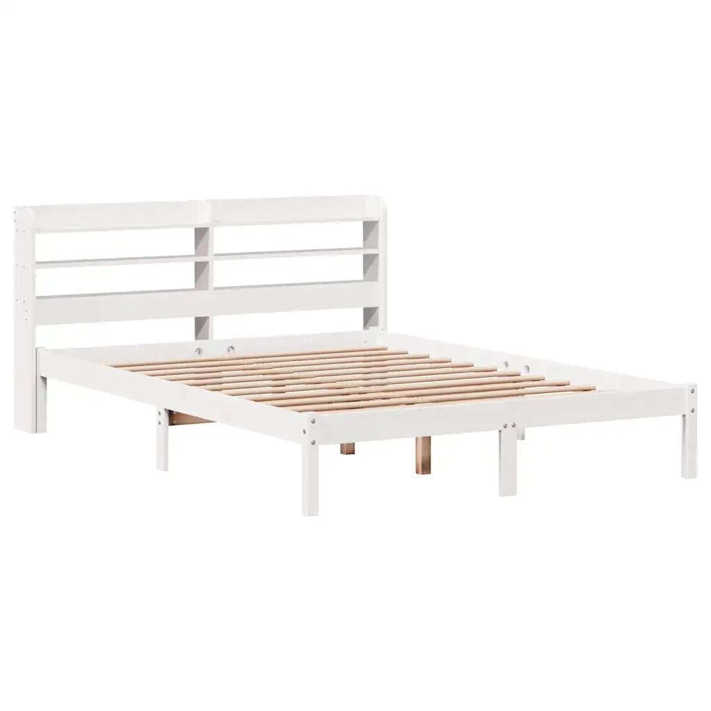 Letto senza Materasso-Struttura Letto Bianco 135x190 cm Legno Massello di Pino 370678